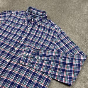 Ralph Lauren Shirt Mens Large 100% Linen Button Down Long Sleeve Plaid Sea Soft